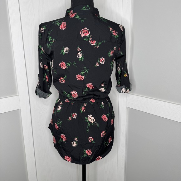 Speed Limit Black Floral Tunic Blouse | Size Small Women's Polyester - Picture 4 of 7